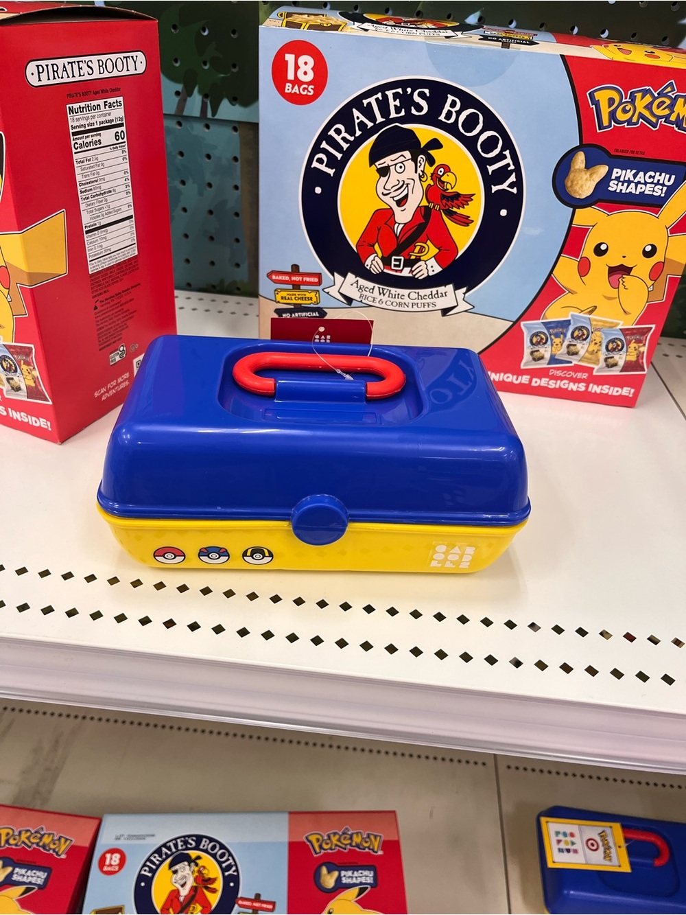 Pokemon Caboodles Blue and Yellow Carrying Case with Red Handle